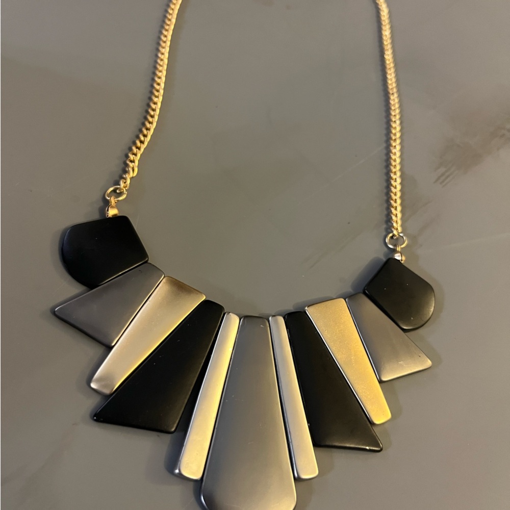 Geometric Black and Silver Necklace
